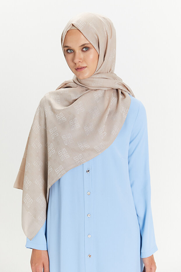 Jakarlı Monogram Şal - 1