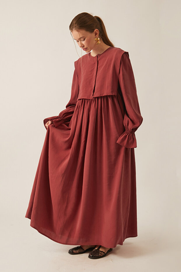 Deren Modal Elbise Kiremit - 1