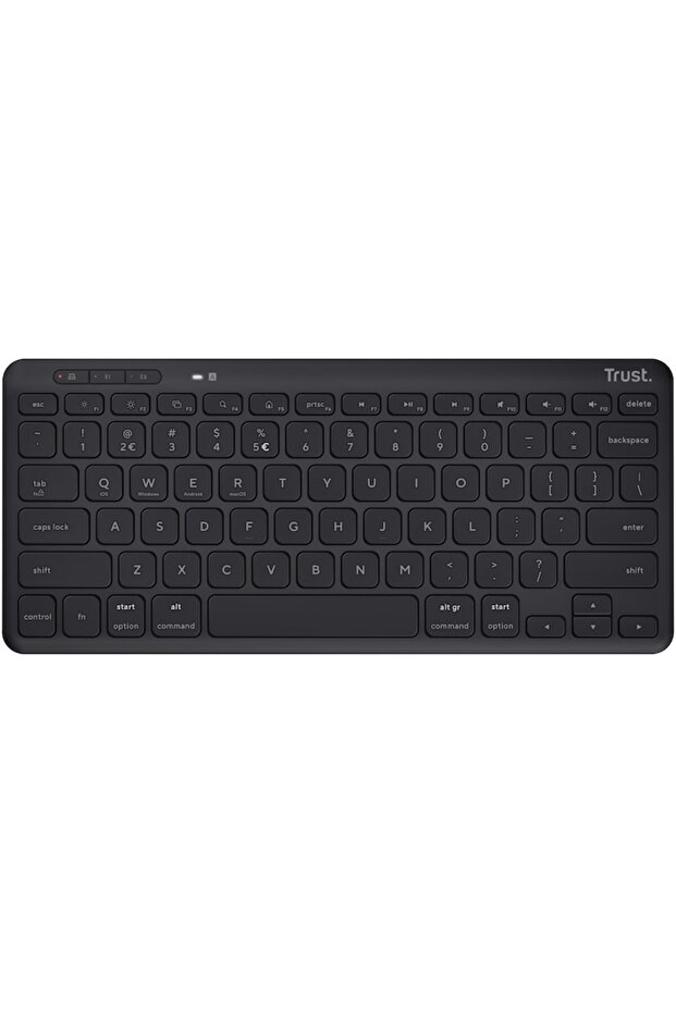Compact Wireless/Bluetooth Keyboard, LYRA, Multi-Device, Rechargeable, US Layout, Black - 3