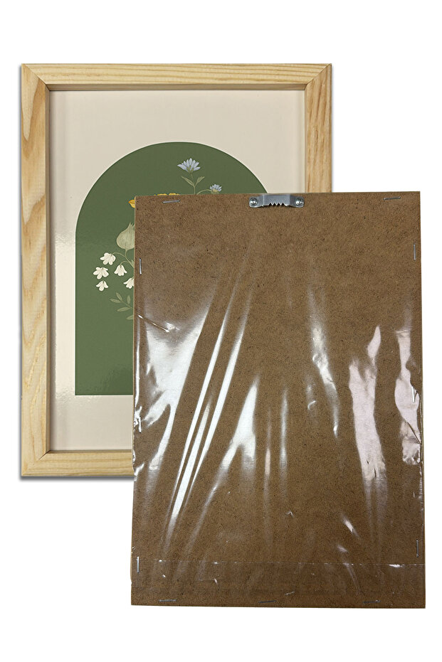 Ahşap Çerçeveli Çiçekler Temalı Tablo Üçlü MDF Poster Tablo Duvar Dekoru (21x30 cm) - 4