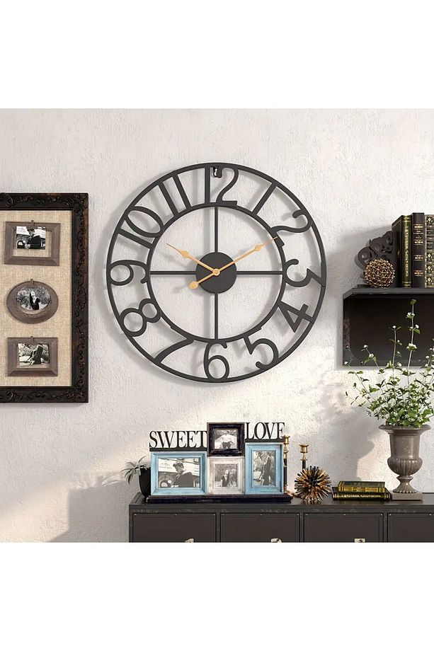 ÖZEL AHŞAP KUTUSUNDA MODERN IŞIKLI DUVAR SAATİ SİYAH 50 CM ÖLÇÜSÜNDE - 1