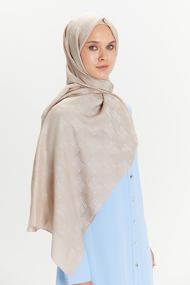 Jakarlı Monogram Şal - 2