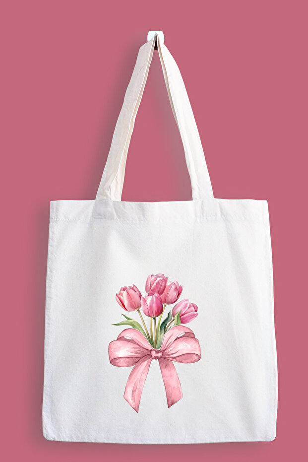Coquette Flower Printed Cloth Bag, Tote Bag