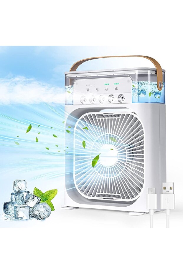 MUNTAQI Portable Air Conditioner 700ml Mini Evaporative Cooler – USB Personal AC Cooling Fan with