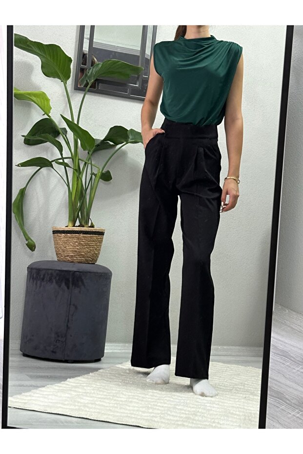 Kadın Dik Yaka Drapeli Bluz - 2