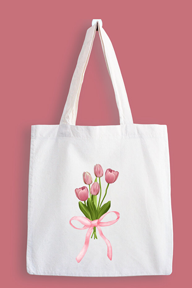 Coquette Flower Printed Cloth Bag, Tote Bag