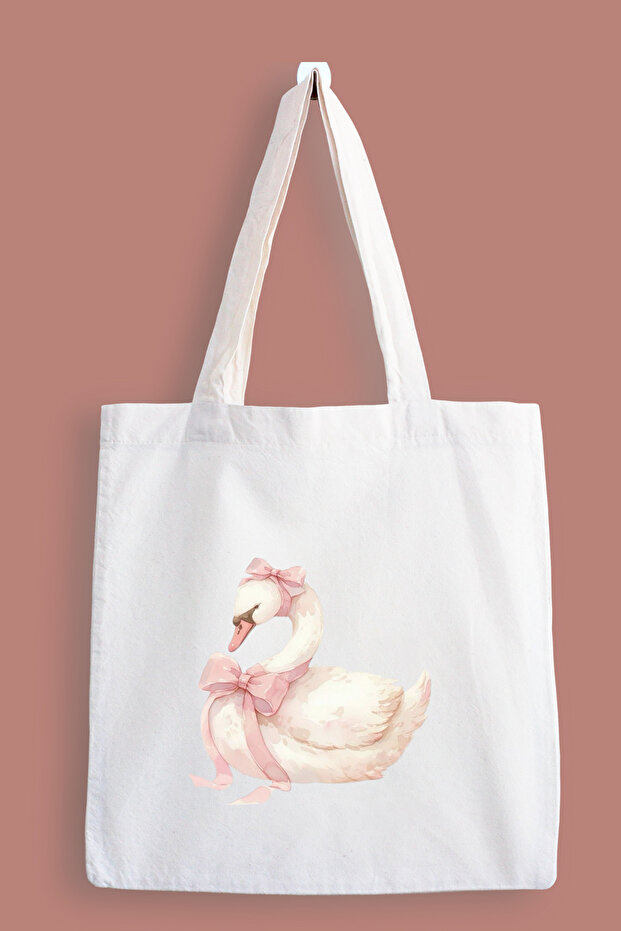 Swan Printed Cloth Bag, Tote Bag