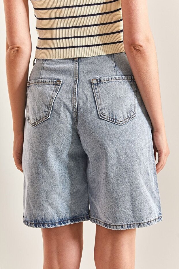 BAGGY Unisex Denim Şort Bermuda - 6