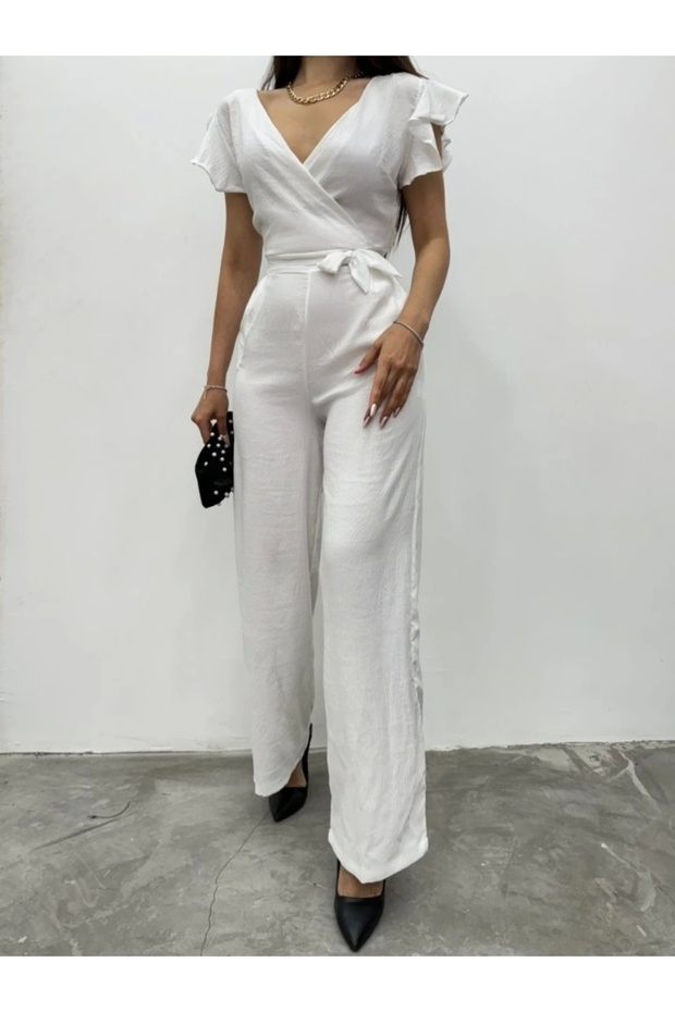 سحاب مفصل بذلة مكشكشة - أبيض - 3