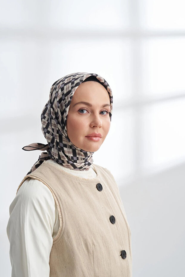 وشاح حريري من نسيج شبكي - 4307-01 - 1