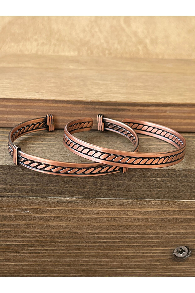 Copper bracelet set of 2 adjustable size copper bracelet
