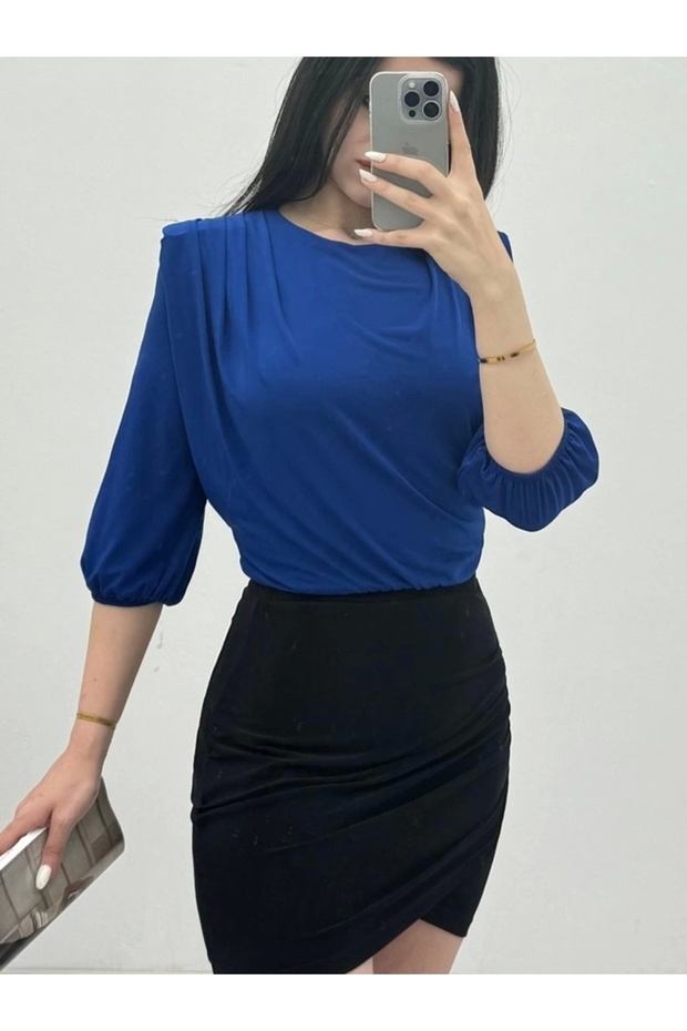 Sendy Blouse with Shoulder Drawstring and Padded Jumpsuit Inside -Saks - 1