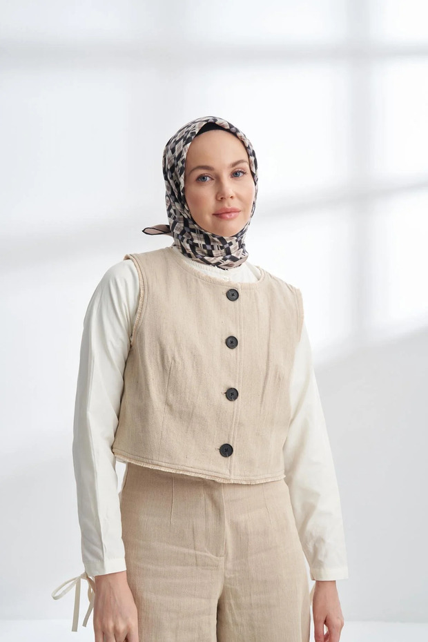 وشاح حريري من نسيج شبكي - 4307-01 - 2