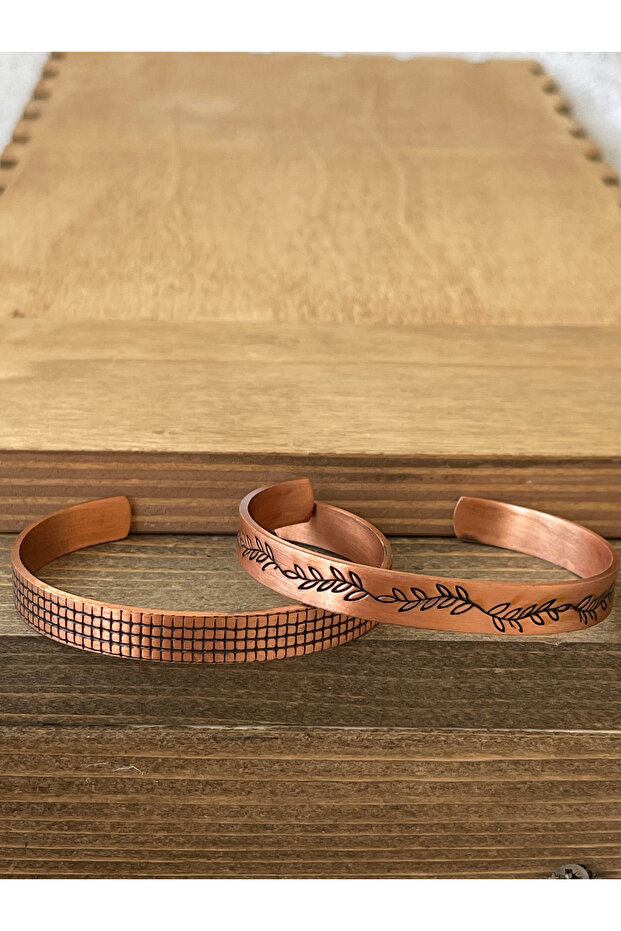 Copper bracelet set of 2 adjustable size copper bracelet