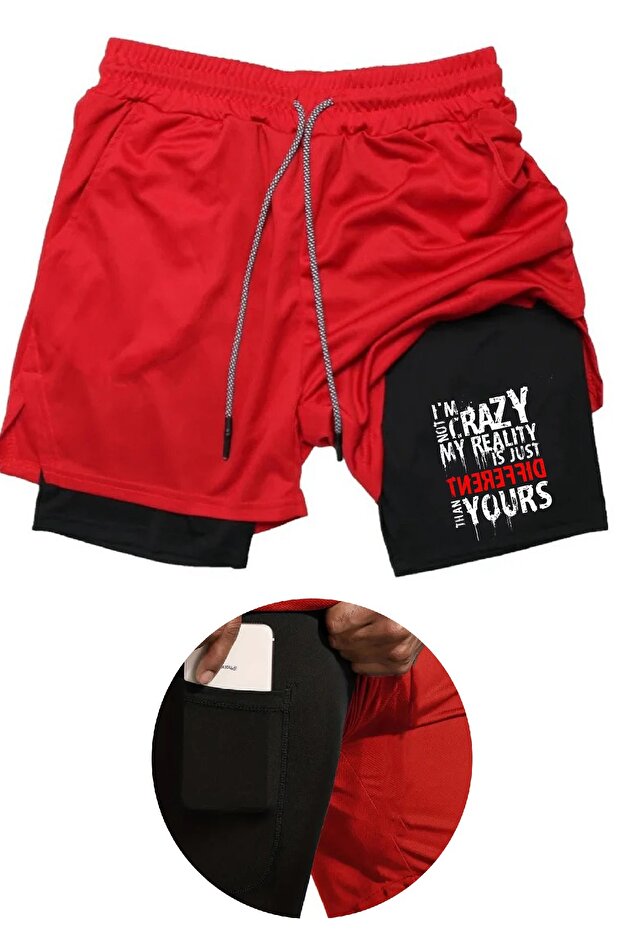 Taytlı Sporcu Şortu Original Baskılı Spor Şort I'm not perfect I'm Original - 1