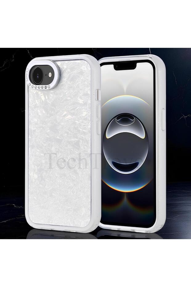 iPhone 16E Case with Stone Design Camera Protection Protruding Soft Cover