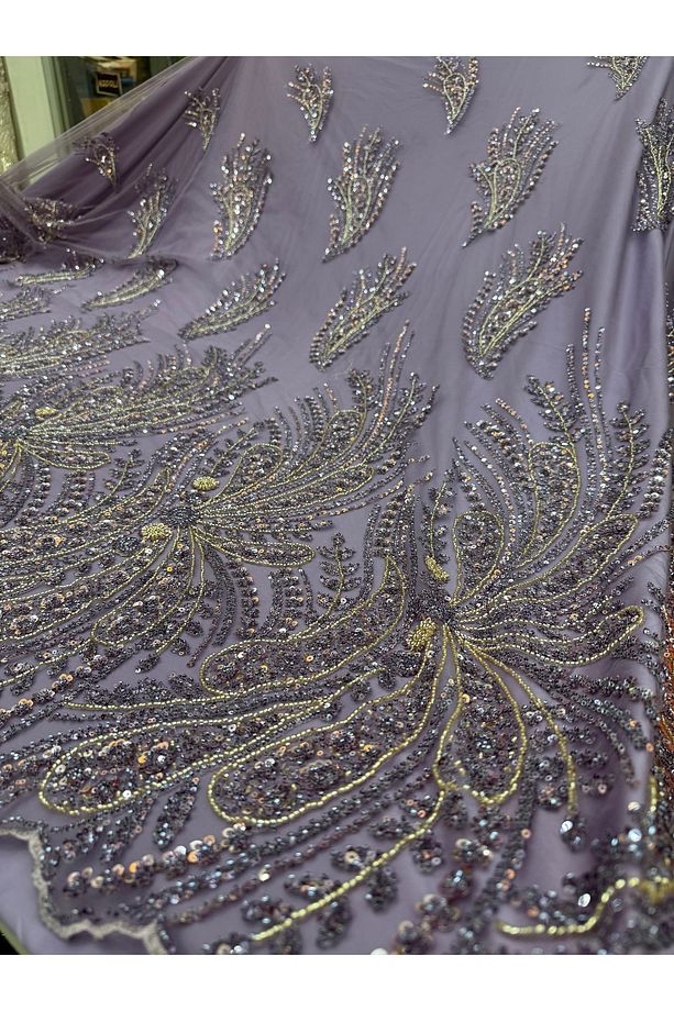 Taş Boncuk İşlemeli Dantel (1 Adet: 100cm x 150cm) - 1