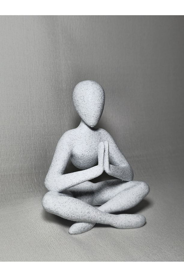 Fuzzy Dekoratif Süs Eşyası – 3D Baskı Mermer Görünümlü Masaüstü Biblo-Meditasyon yapan Biblo - 2