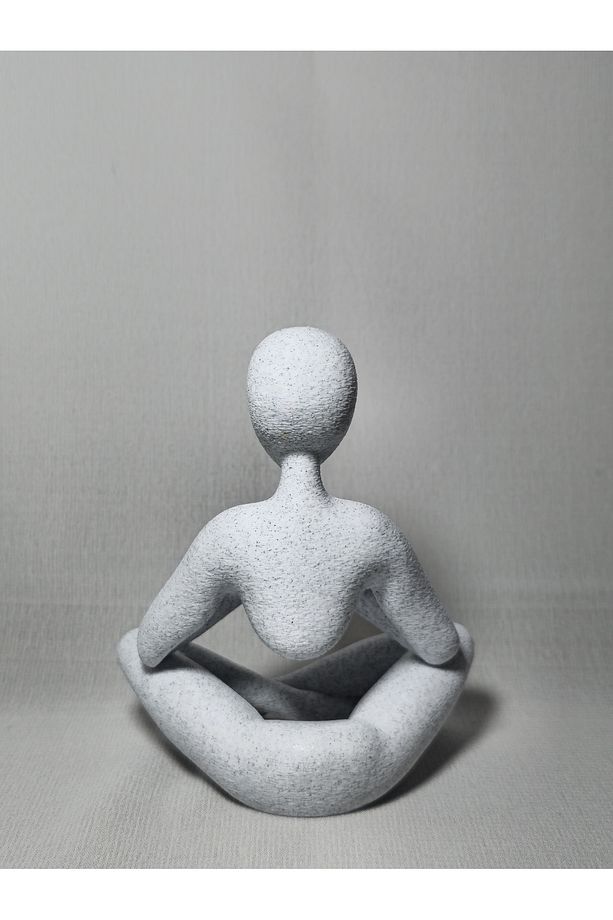 Fuzzy Dekoratif Süs Eşyası – 3D Baskı Mermer Görünümlü Masaüstü Biblo-Meditasyon yapan Biblo - 5