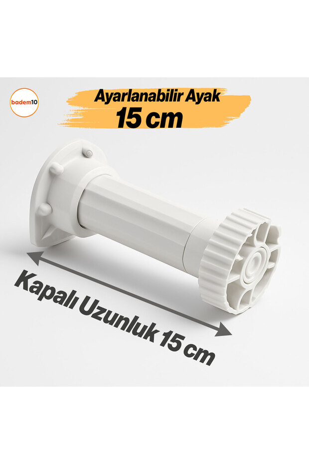 Ayarlanabilir 10 Adet 15 Cm Plastik Ayak Mobilya Tezgah Dolap Yükseltici Yükseltme Ayakları Ayağı - 4