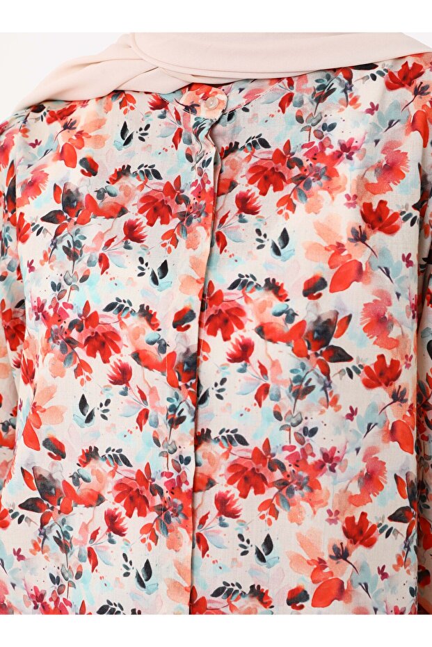 Çiçek Baskılı Vual Tunik - Pembe - - 4