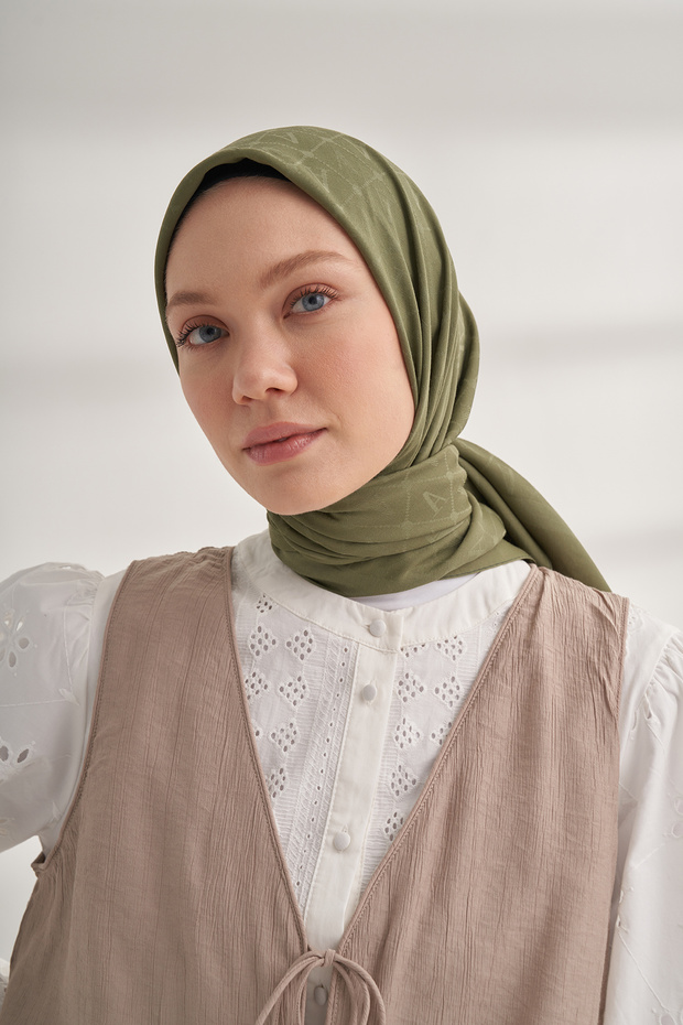 Eșarfă SEHER A PATTERN - KHAKI - 1