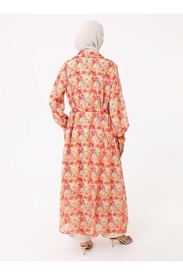 كيمونو شيفون مطبوع - منقوش باللون الوردي- - 5