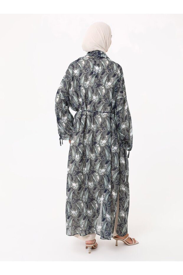 كيمونو شيفون مطبوع - منقوش باللون الأخضر- - 6