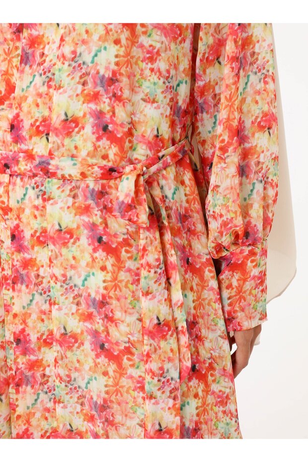 كيمونو شيفون مطبوع - منقوش باللون الوردي- - 6