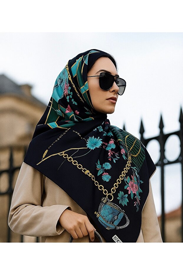 %100 İpek Tivil Eşarp - 1