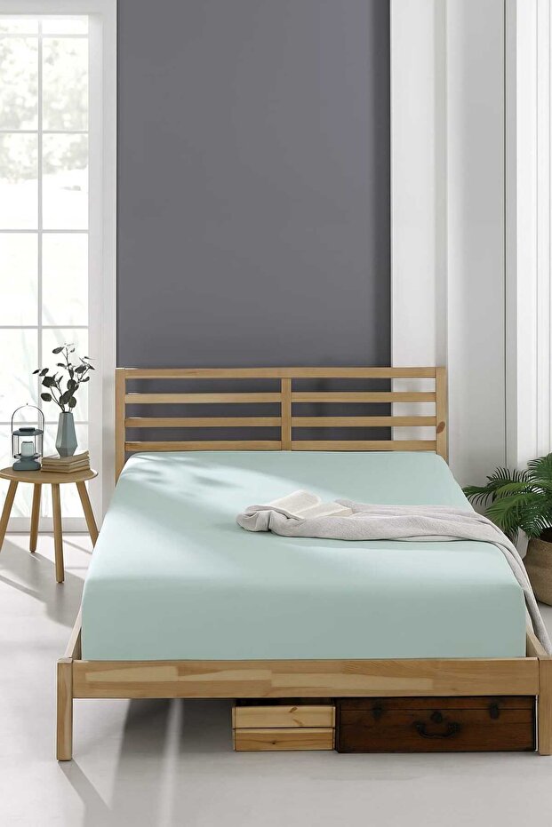 ملاءة مطاطية من النعناع مقاس 90X200 لشخص واحد - 1