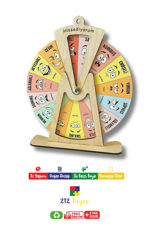 AHŞAP HİSEEDİYORUM YÜZLER İFADELER DUYGU ÇARKI - 1