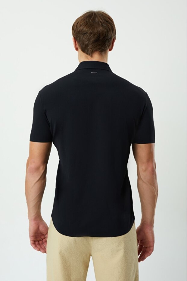 Erkek Siyah Pike Gömlek - 5