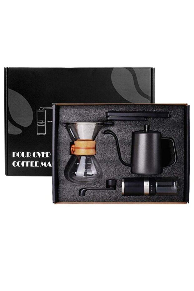 Pour Over Coffee Maker Set with Gooseneck Kettle, Grinder & Dripper