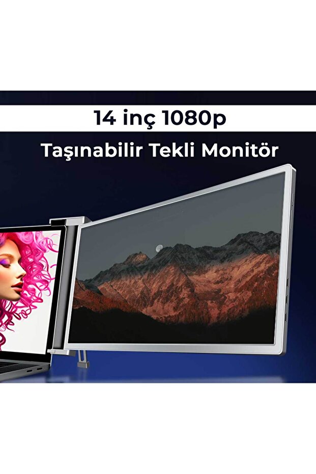14" Tekli Taşınabilir Monitör Çoklu Ekran Fhd Notebook Monitör - 3
