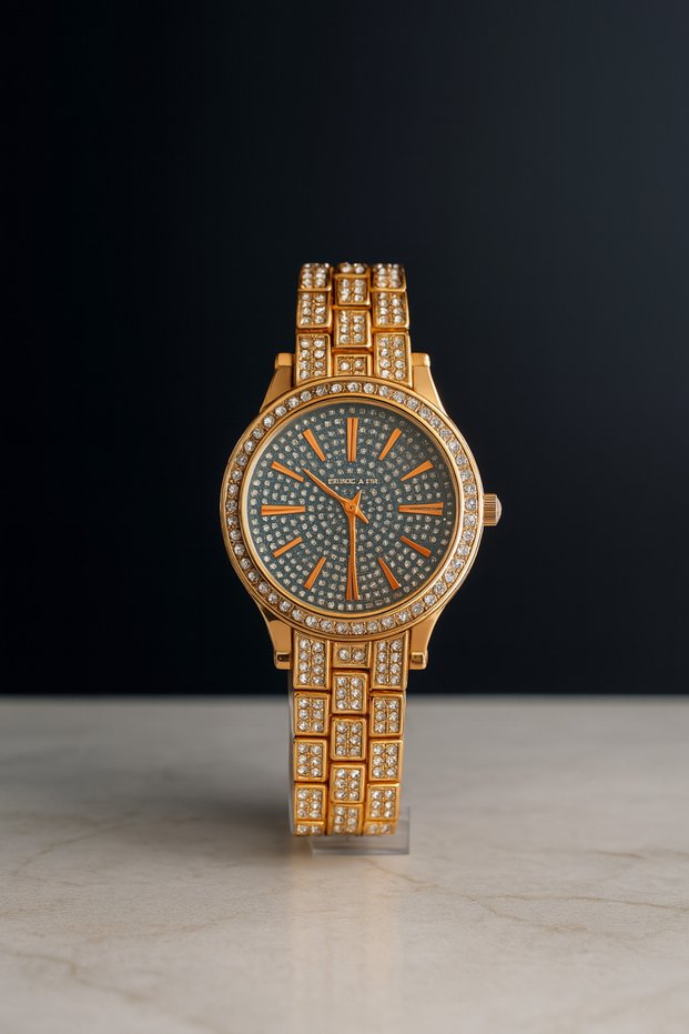Stoned Metal Cord Women's Wristwatch