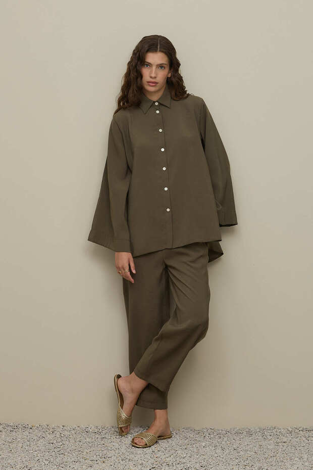 Basic Modal Gömlek Takım Haki - 2