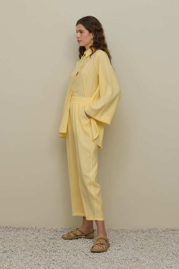 Basic Modal Gömlek Takım Sarı - 7