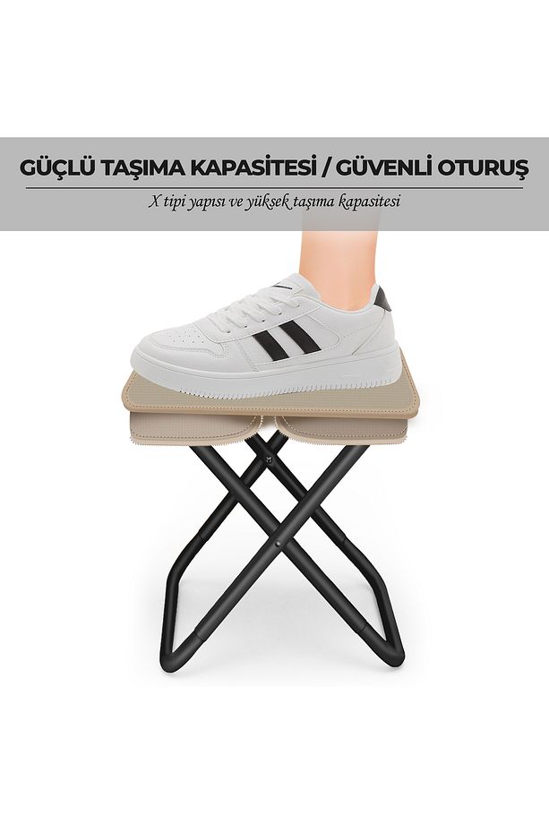 Katlanır Tabure Taşınabilir Kamp Taburesi Pratik Tabure - 3