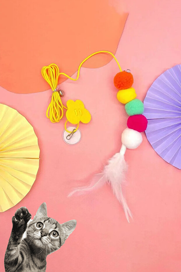 Rattling Cat Toy Fishing Rod Activity Fun Chase Fetch Game Kit
