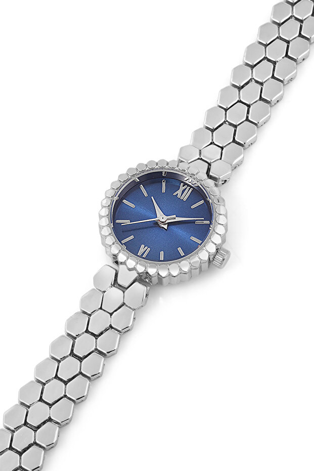 Spectrum Minimal Case Round Dial Snakeskin Pattern Metal Band Women Wrist Watch