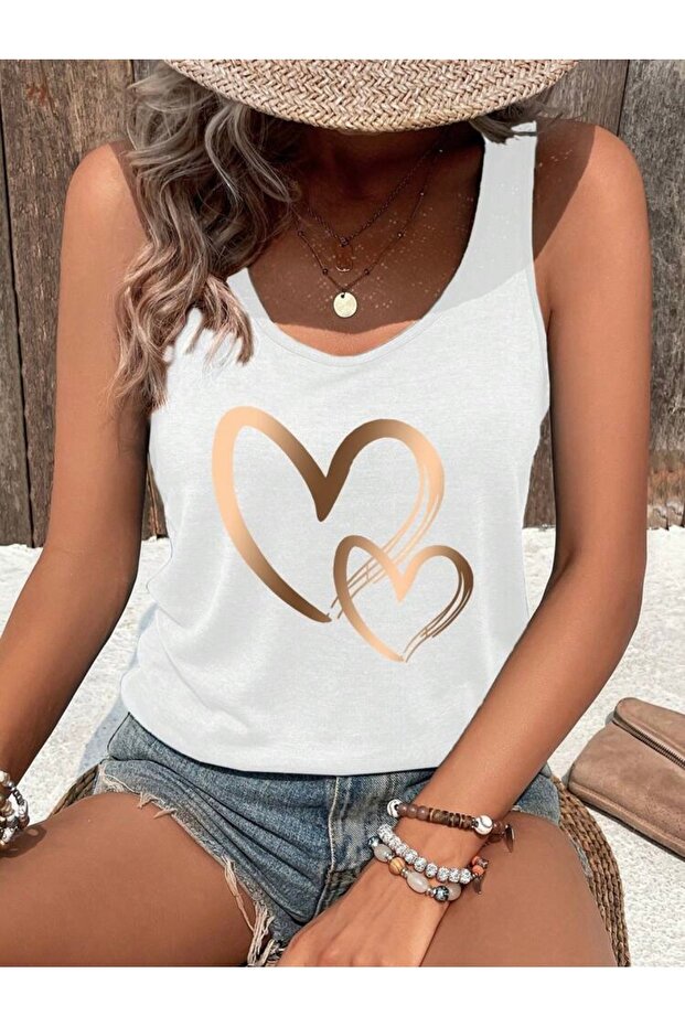 Gold Heart Printed Women's T-Shirt