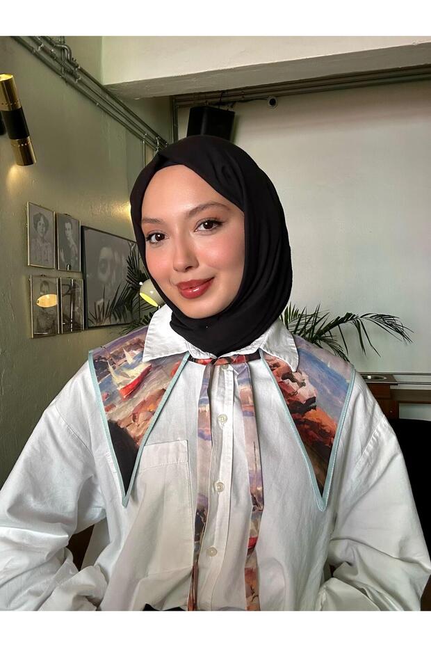 شال/إكسسوار بتصميم مطبوع فنيًا