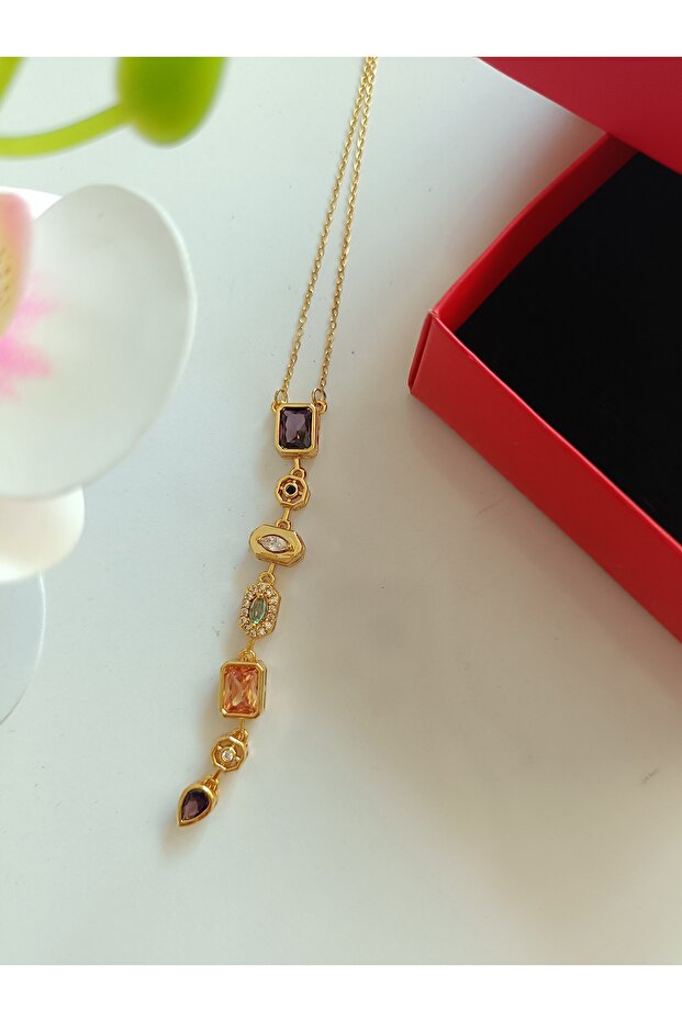 Yedi element çelik Gold kolye - 3