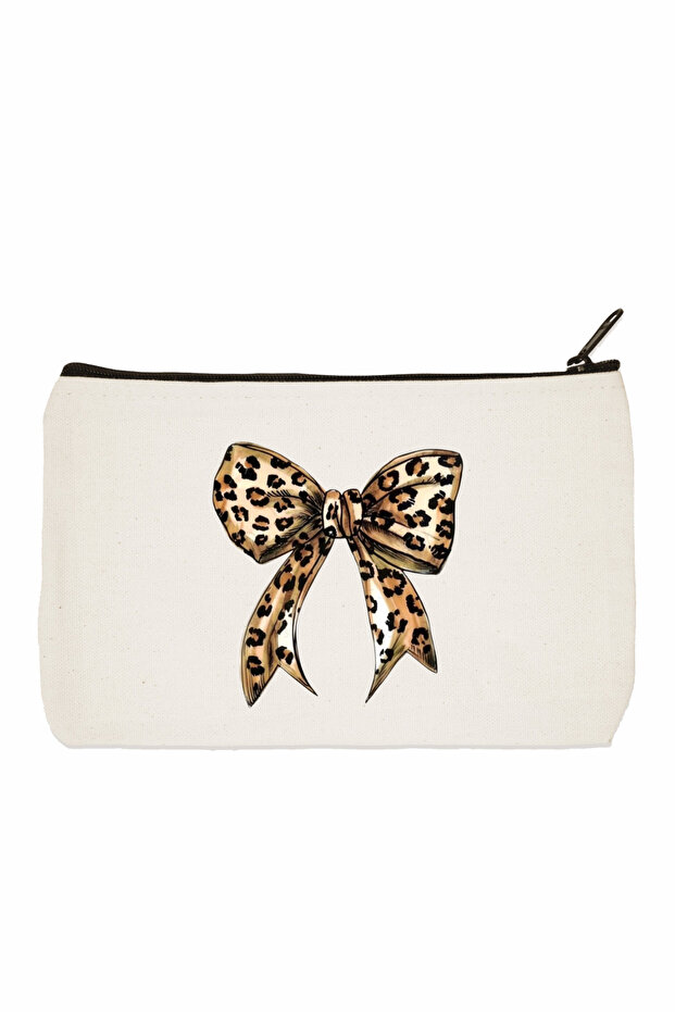 Leopard Ribbon Printed Makeup Bag