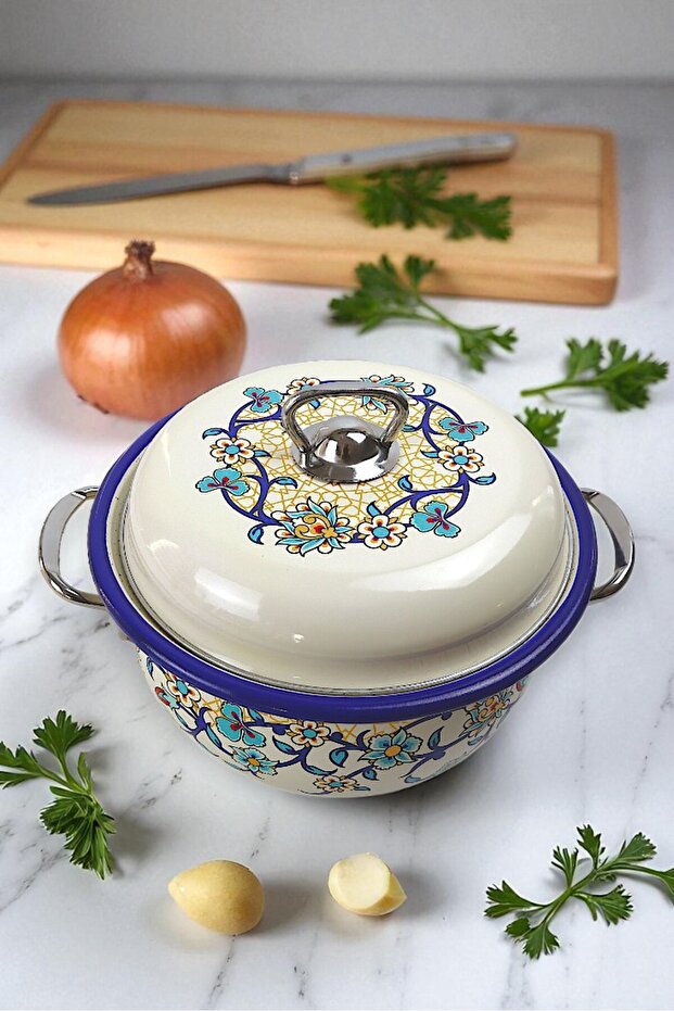 22 No. 3 Lt Enamel Pot, Serving, Food Camping, Picnic, Dowry