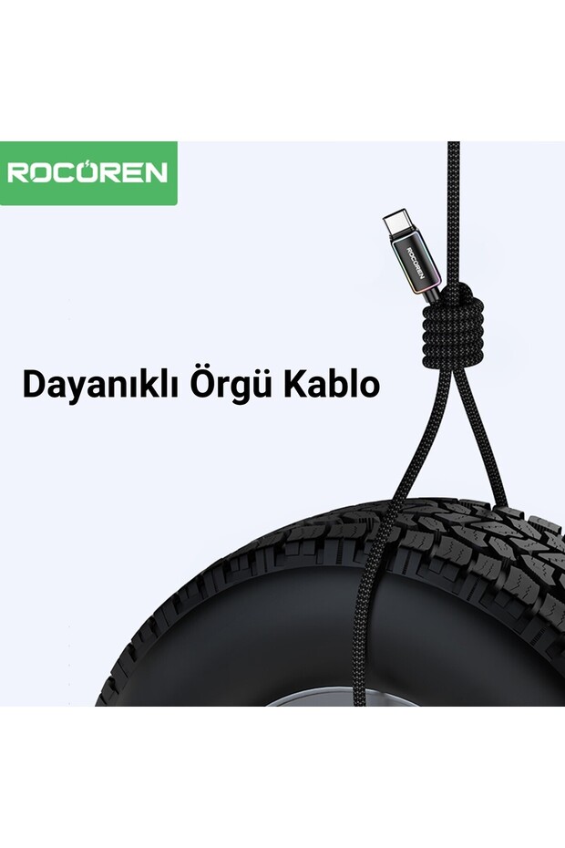 Type-C to USB-A RGB Aydınlatmalı 3A Hızlı Şarj ve Data Kablosu 3 Metre - 6