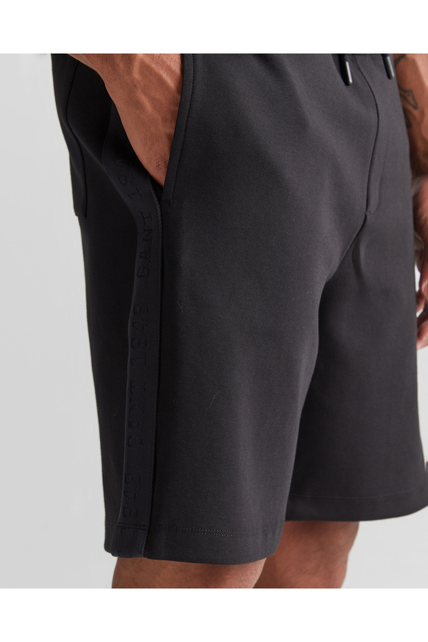 Erkek Siyah Regular Fit Logolu Şort - 5