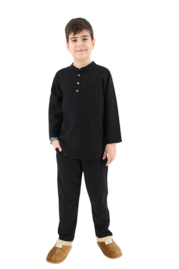 Keten Erkek Çocuk Umre Elbise Alt-Üst Takım - 1
