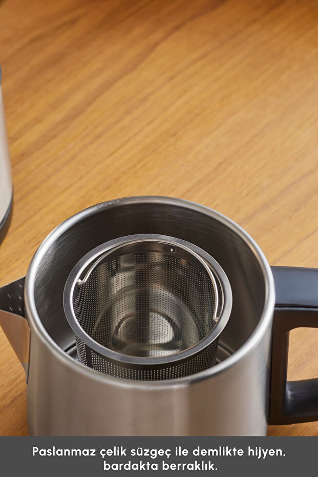 TeaBig XL 35 Çay Bardağı Kapasiteli 2 in 1 Çelik Çay Makinesi ve Su Isıtıcı Inox - 8